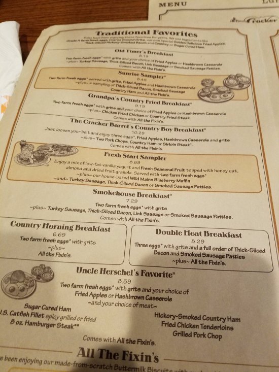 Cracker Barrel Brunch Menu With Prices
